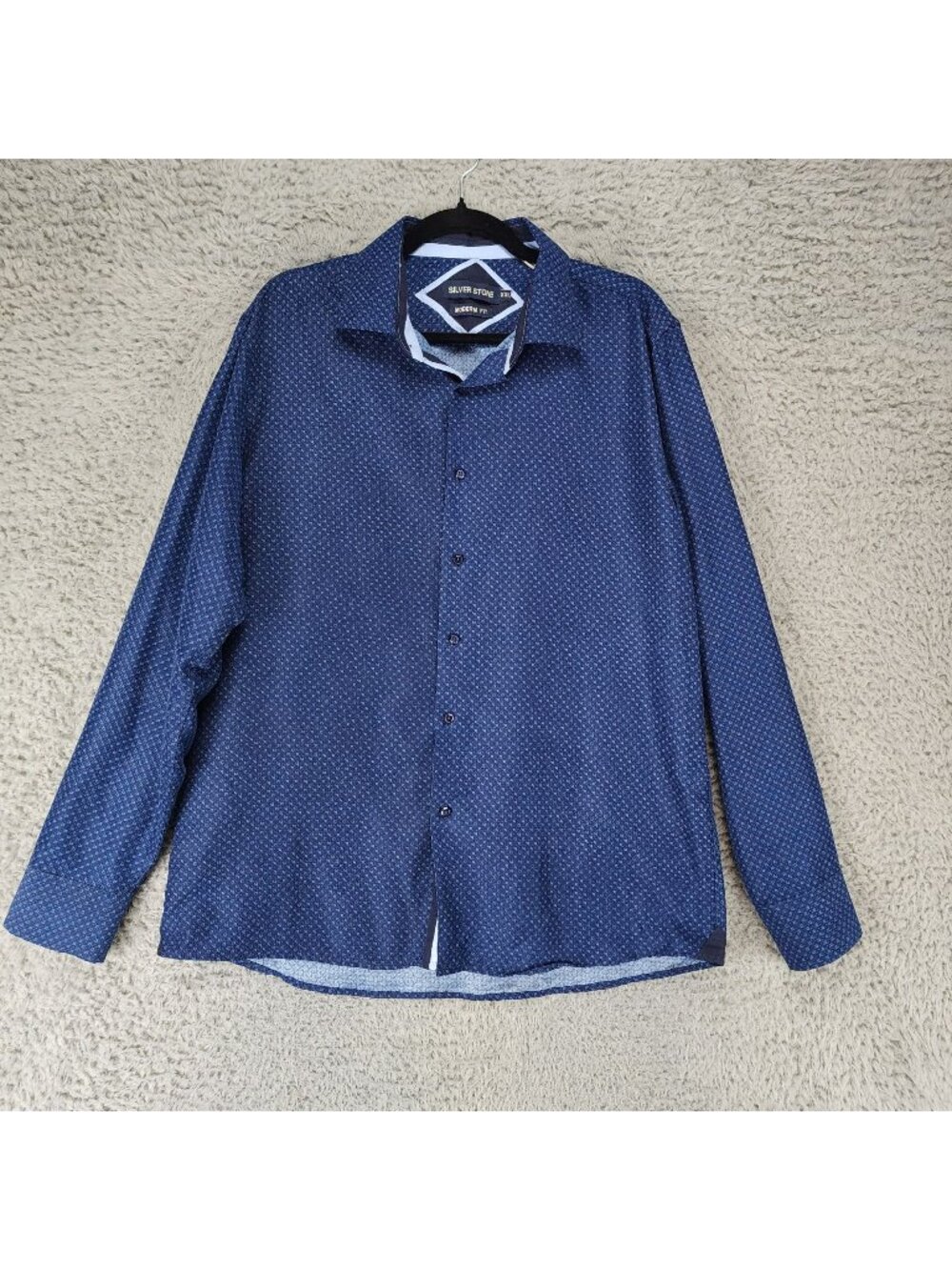 Silver Stone Shirt Mens XXL Blue Long Sleeve Button Up Modern Fit